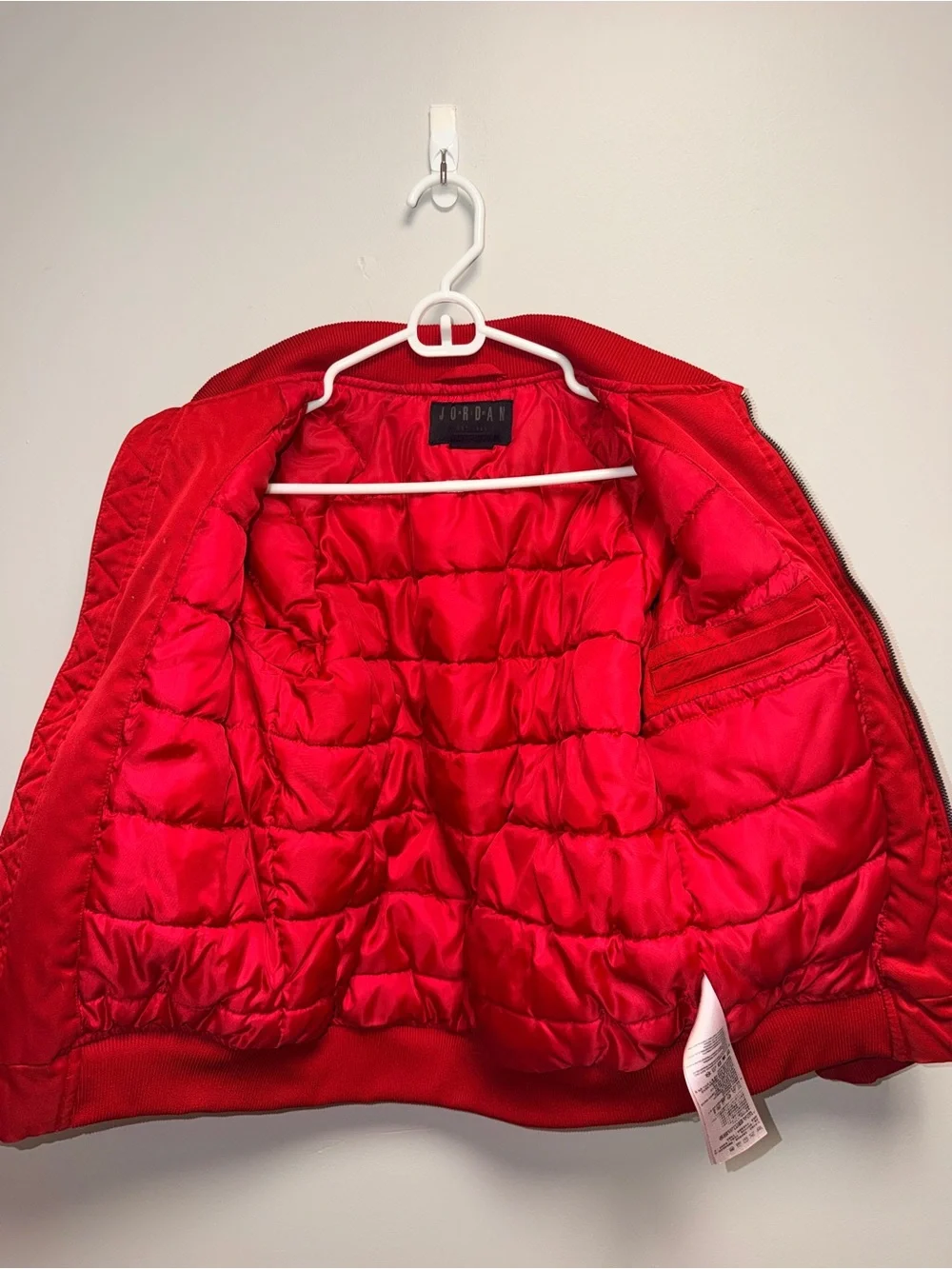 Jordan Kids Red Zip-Up Puffer Bomber Jacket